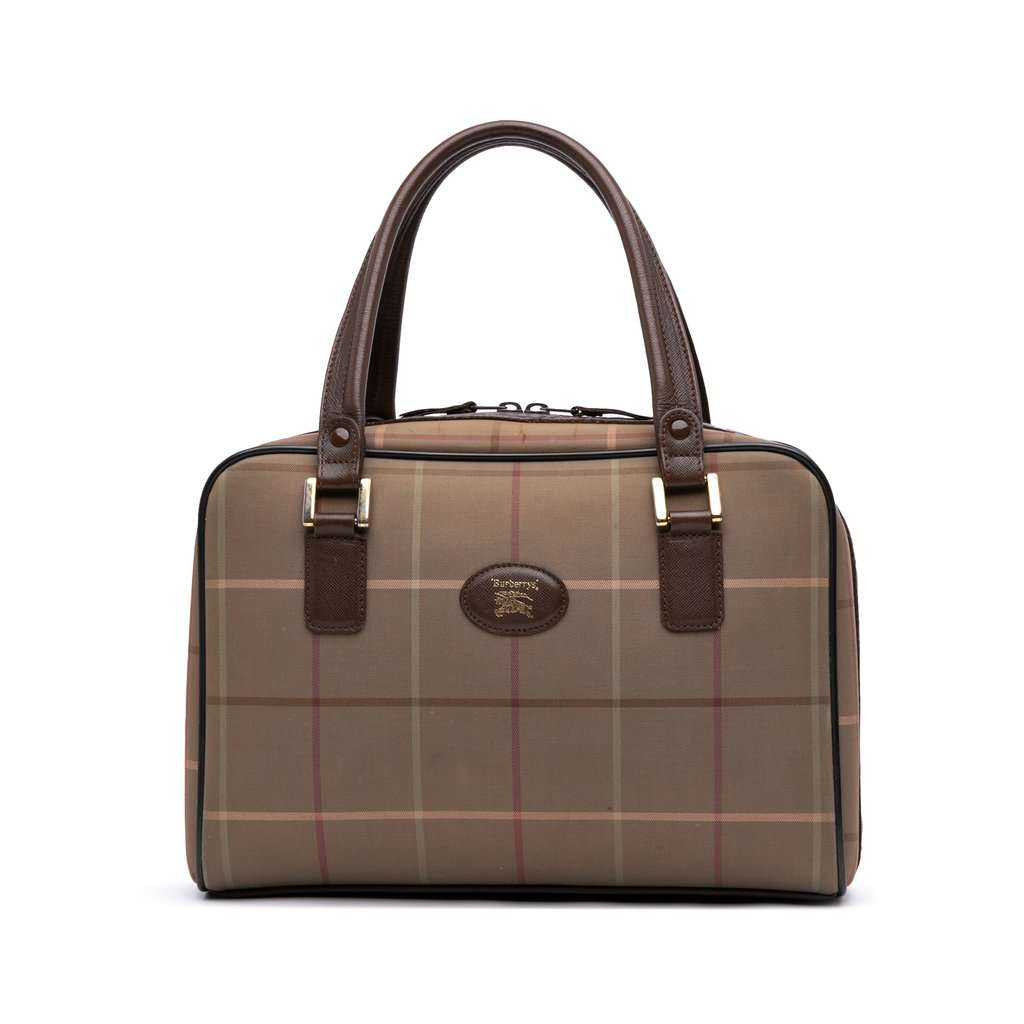 Burberry Vintage Check Canvas Handbag Brown Very good condition - Front View