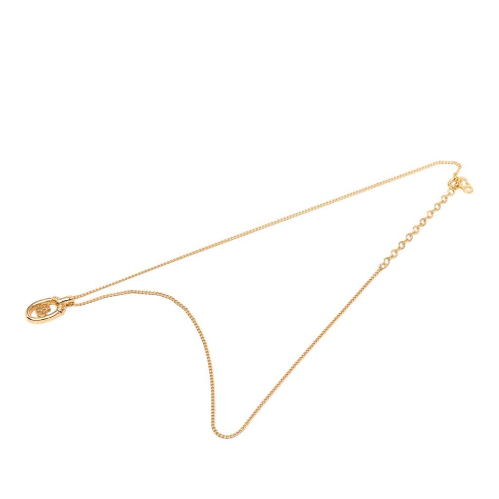 Dior Gold Plated CD Logo Oval Pendant Necklace Gold Metal Very good condition - Front View