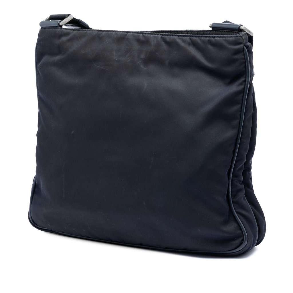 Prada Saffiano Trimmed Tessuto Zip Top Crossbody Black Good condition - Back View