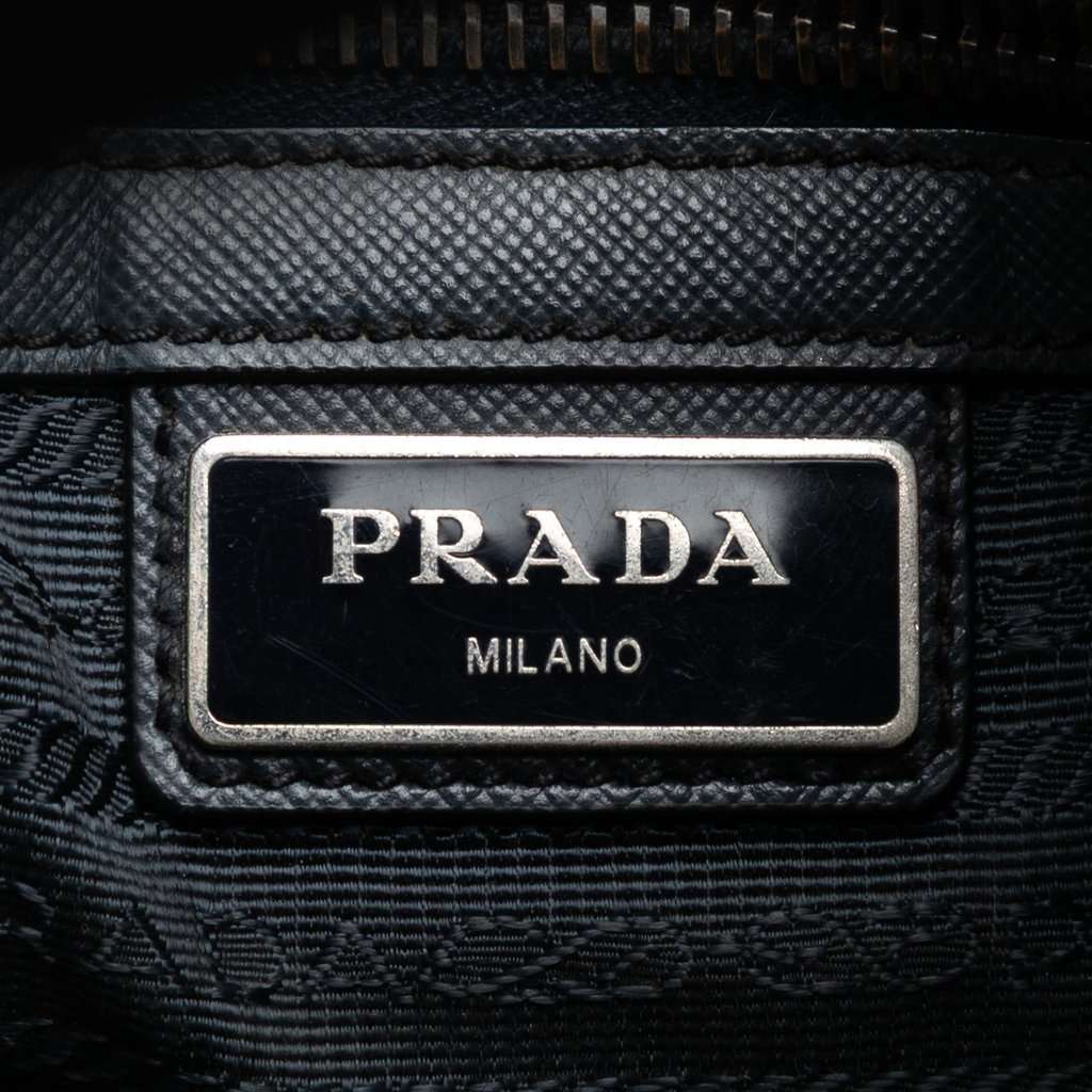 Prada Saffiano Trimmed Tessuto Zip Top Crossbody Black Good condition - Box View