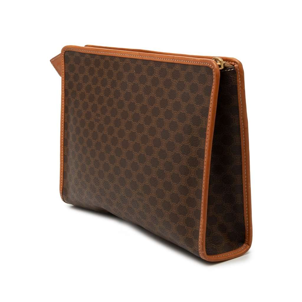 Celine Macadam Coated Canvas Clutch Brown Very good - Back View