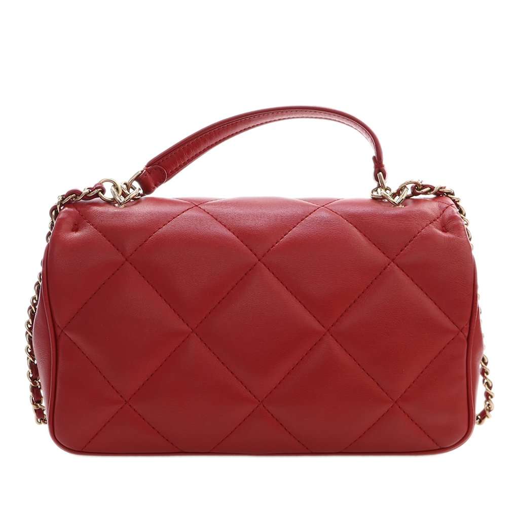 Chanel Small Lambskin Easy Carry Flap Red Leather Very good - Back View