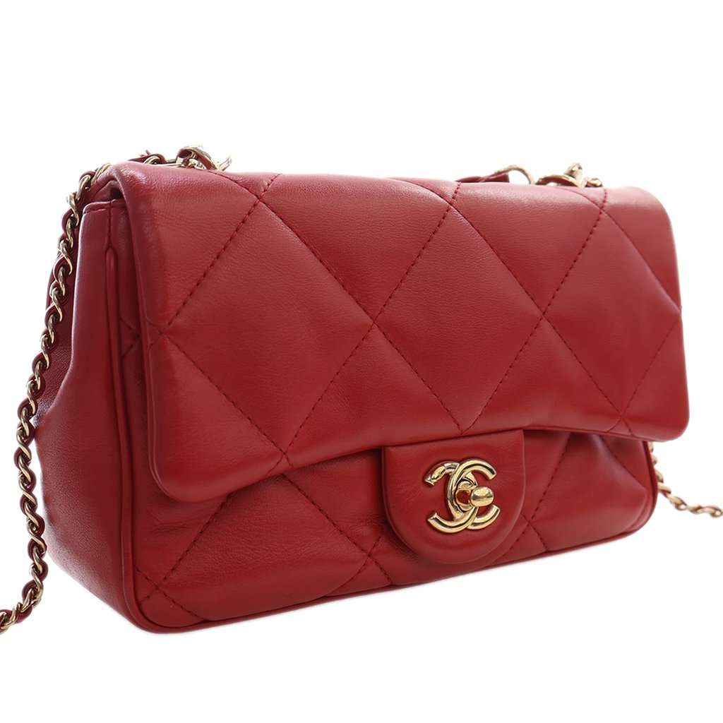 Chanel Small Lambskin Easy Carry Flap Red Leather Very good - Inside View