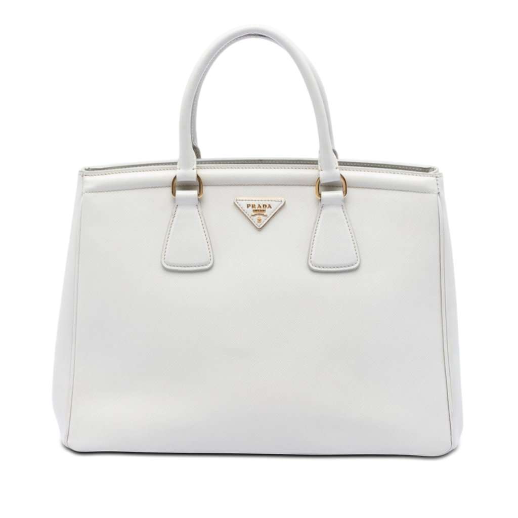 Prada Saffiano Lux Parabole Tote White Leather Very good condition - Front View
