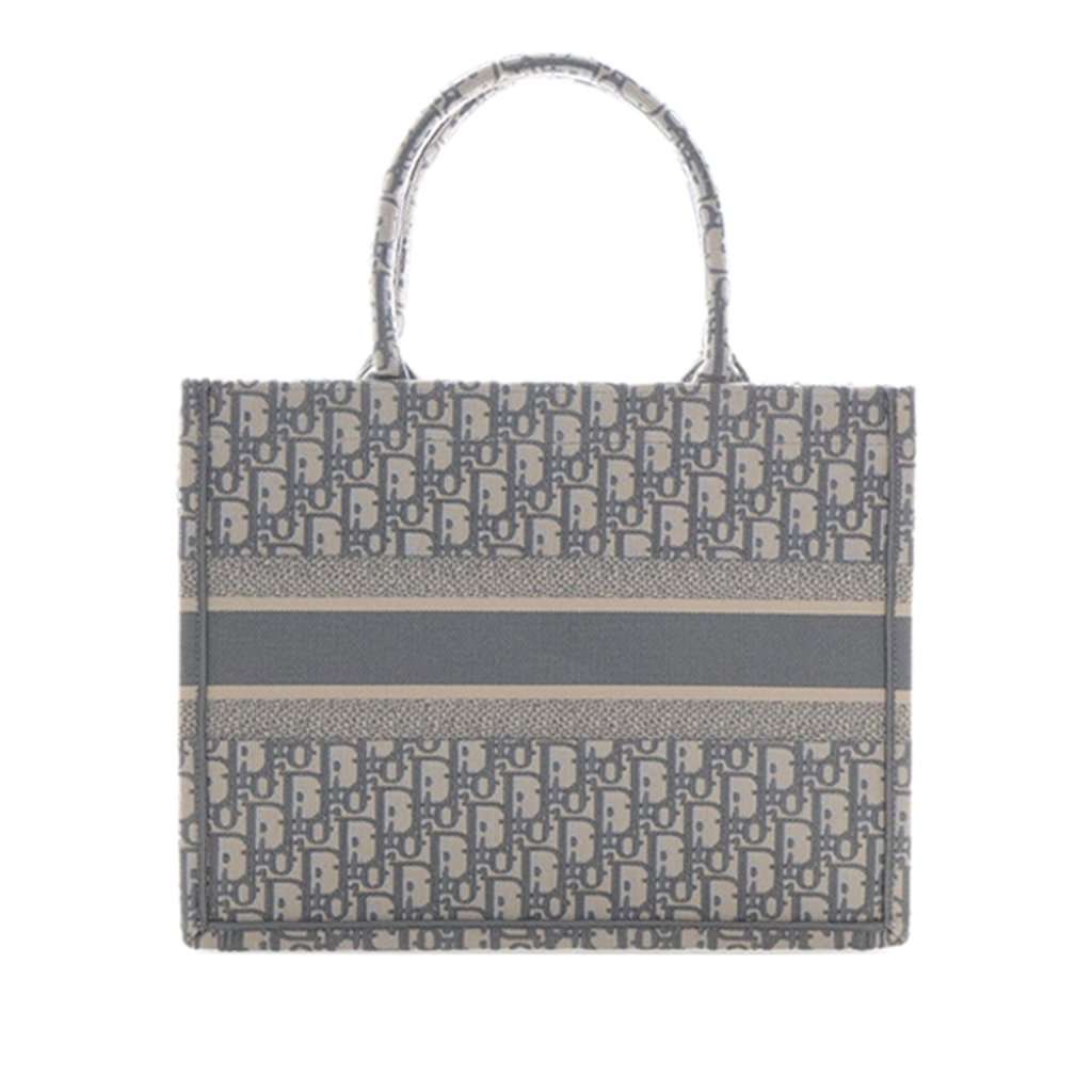 Dior Medium Oblique Embroidered Canvas Book Tote Grey Very good condition - Back View
