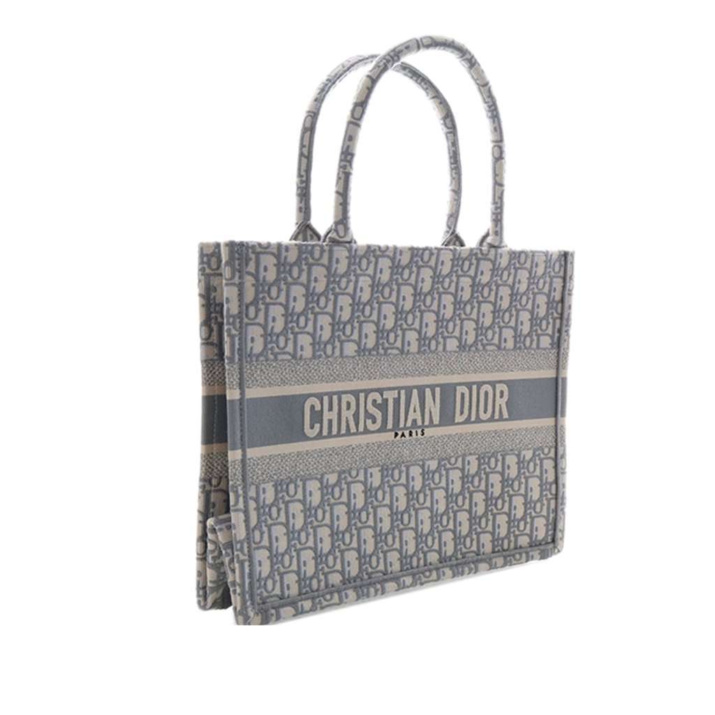 Dior Medium Oblique Embroidered Canvas Book Tote Grey Very good condition - Inside View