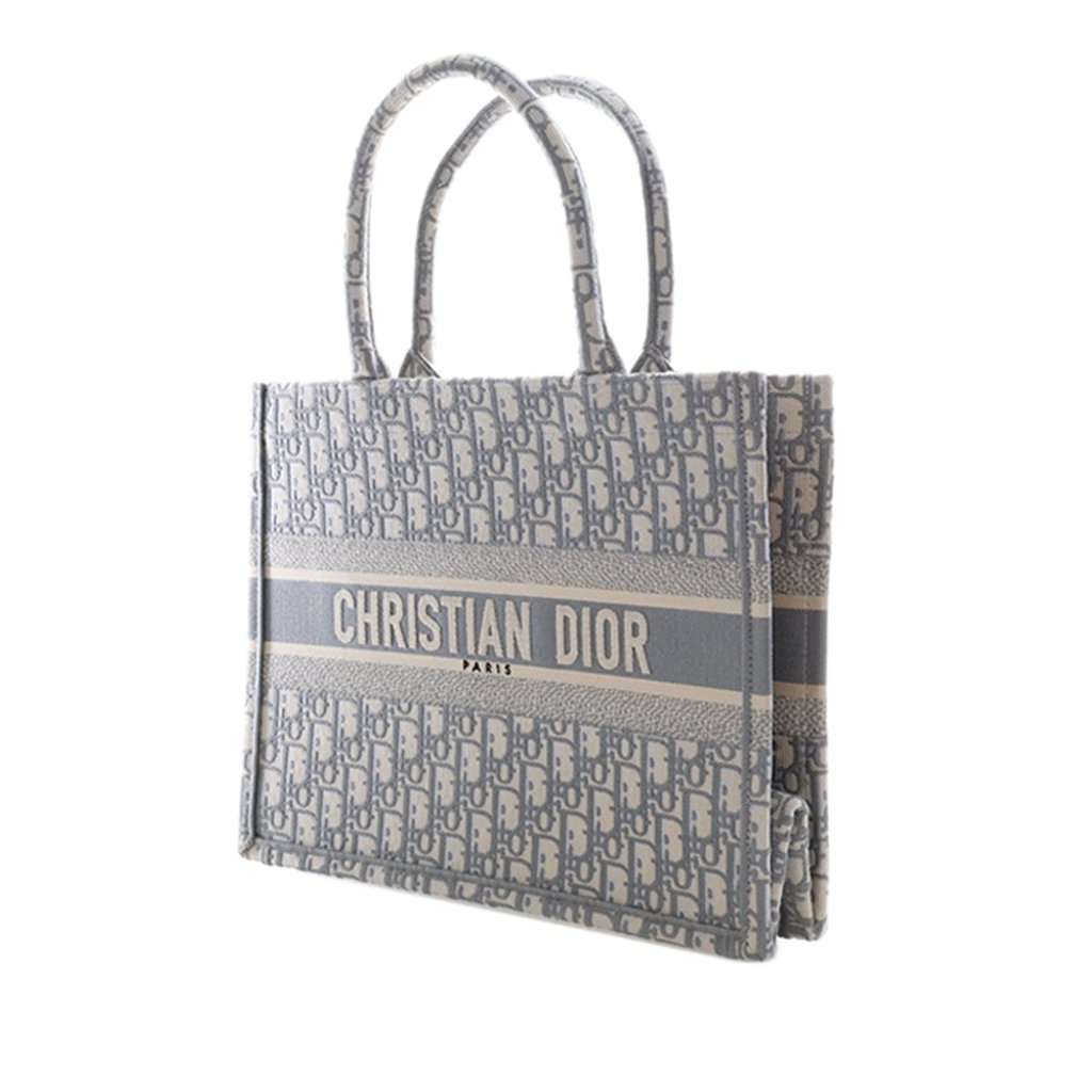 Dior Medium Oblique Embroidered Canvas Book Tote Grey Very good condition - Model View