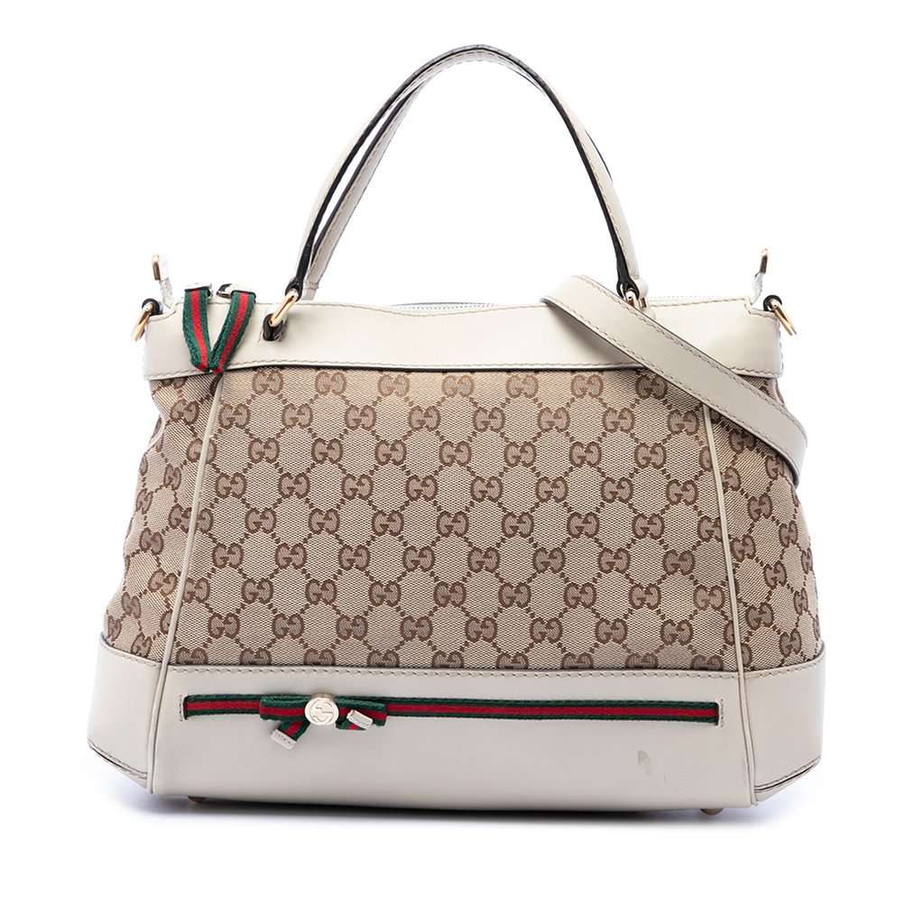 Gucci GG Canvas Web Mayfair Satchel Beige Very good - Front View