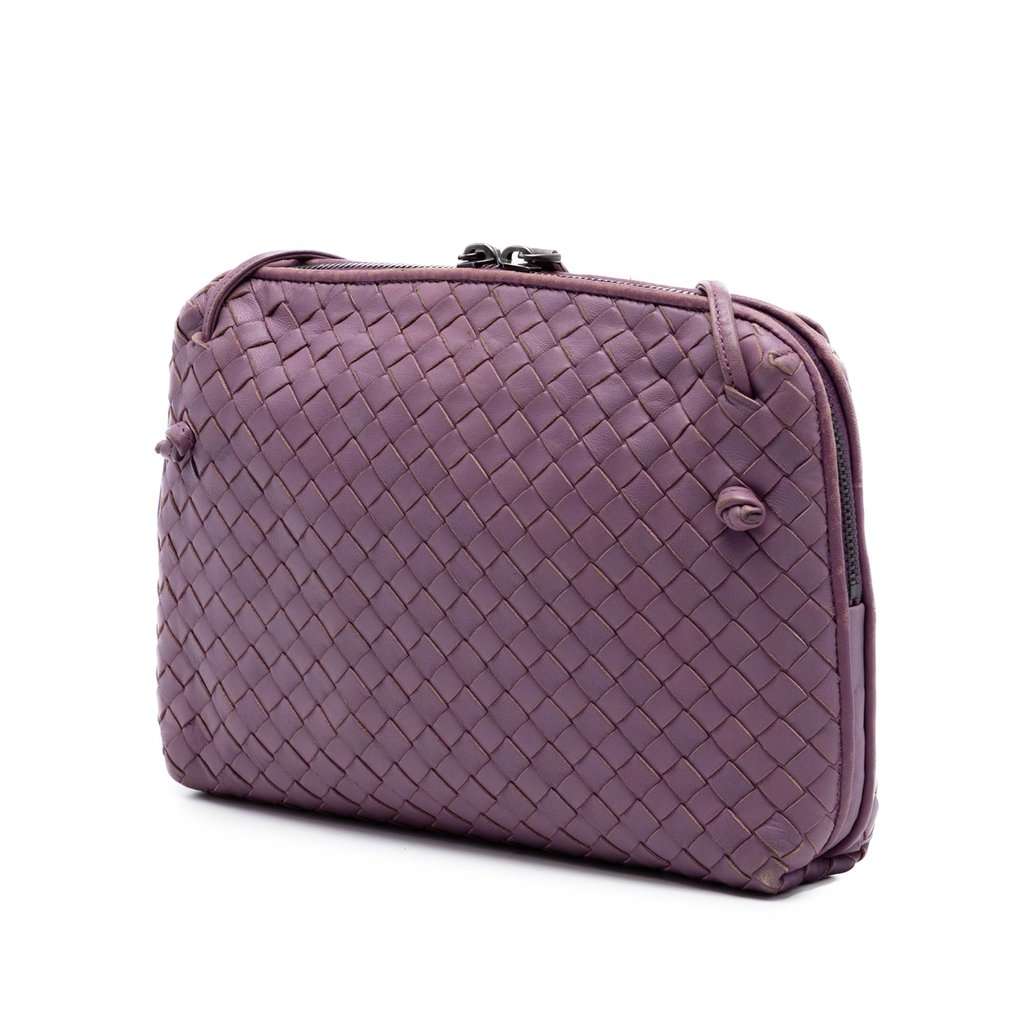 Bottega Veneta Nappa Intrecciato Nodini Crossbody Purple Leather Very good condition - Back View