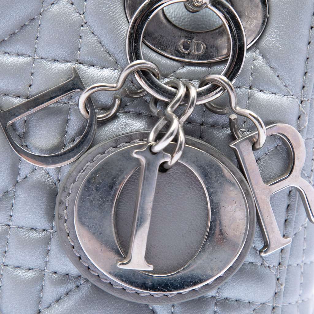 Dior Mini Iridescent Lambskin Cannage Lady Dior Silver Leather Very good - Box View
