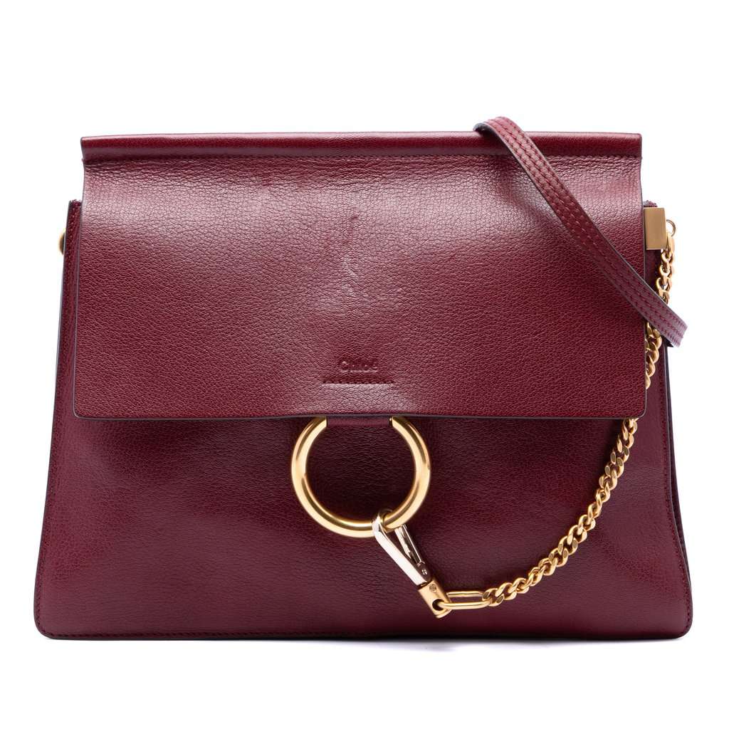 Chloé Medium Leather Faye Shoulder Bag Red Leather Very good condition - Front View