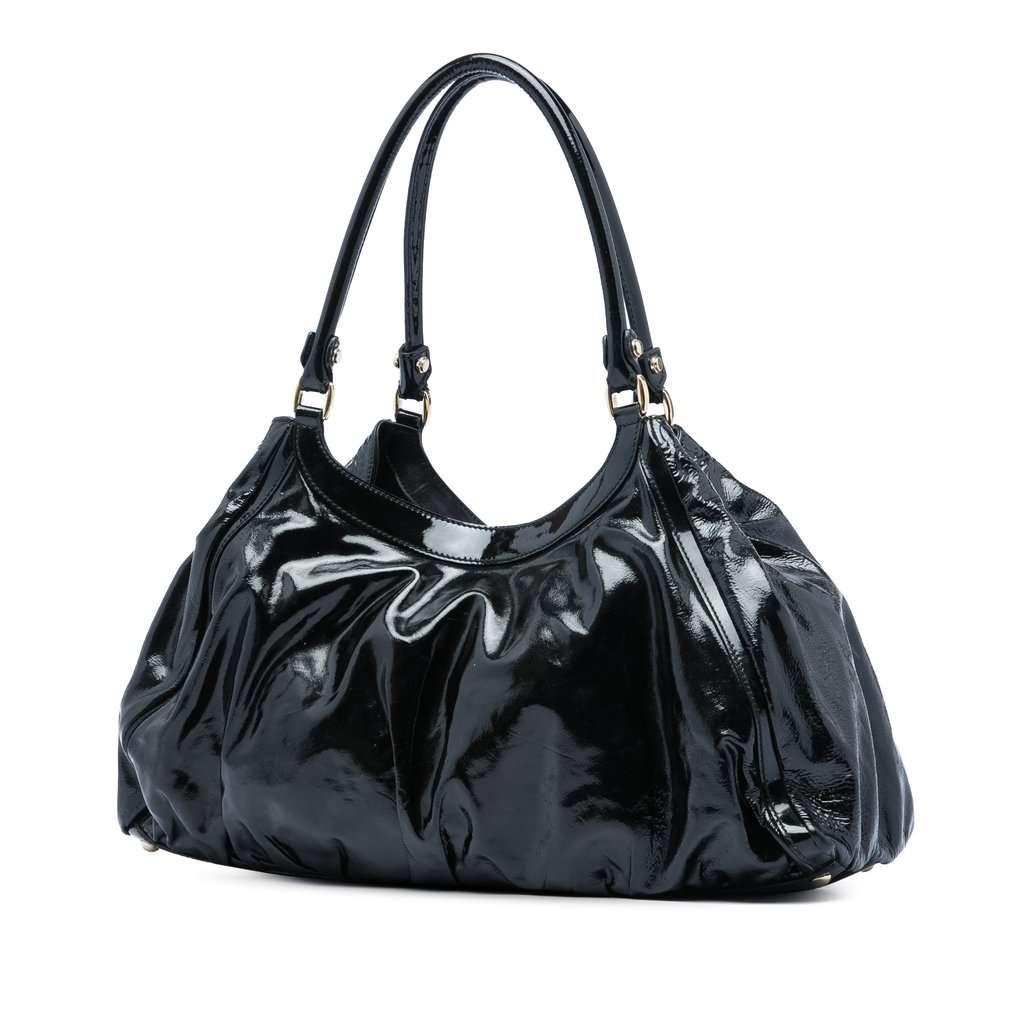 Gucci Patent Abbey D Ring Shoulder Bag Black Leather Very good - Back View