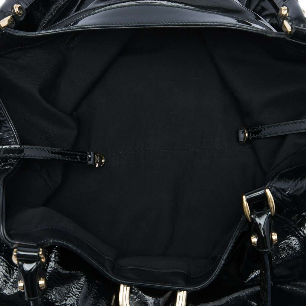 Gucci Patent Abbey D Ring Shoulder Bag Black Leather Very good - Model View