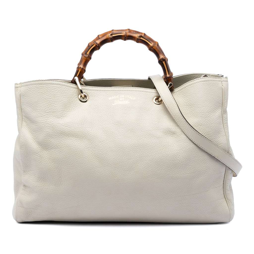 Gucci Large Calfskin Bamboo Shopper Satchel Brown Leather Very good condition - Front View
