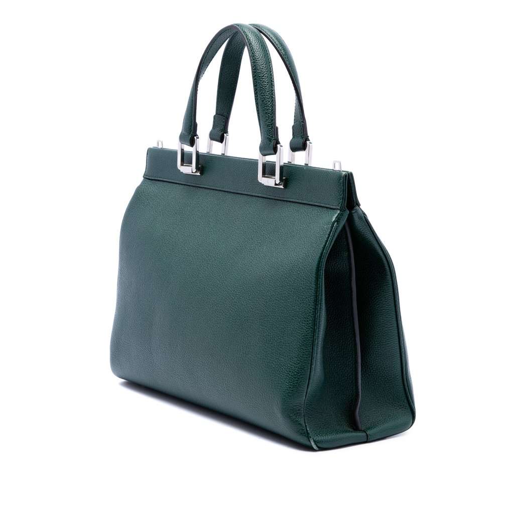 Gucci Medium Calfskin Zumi Top Handle Bag Green Leather Very good - Back View