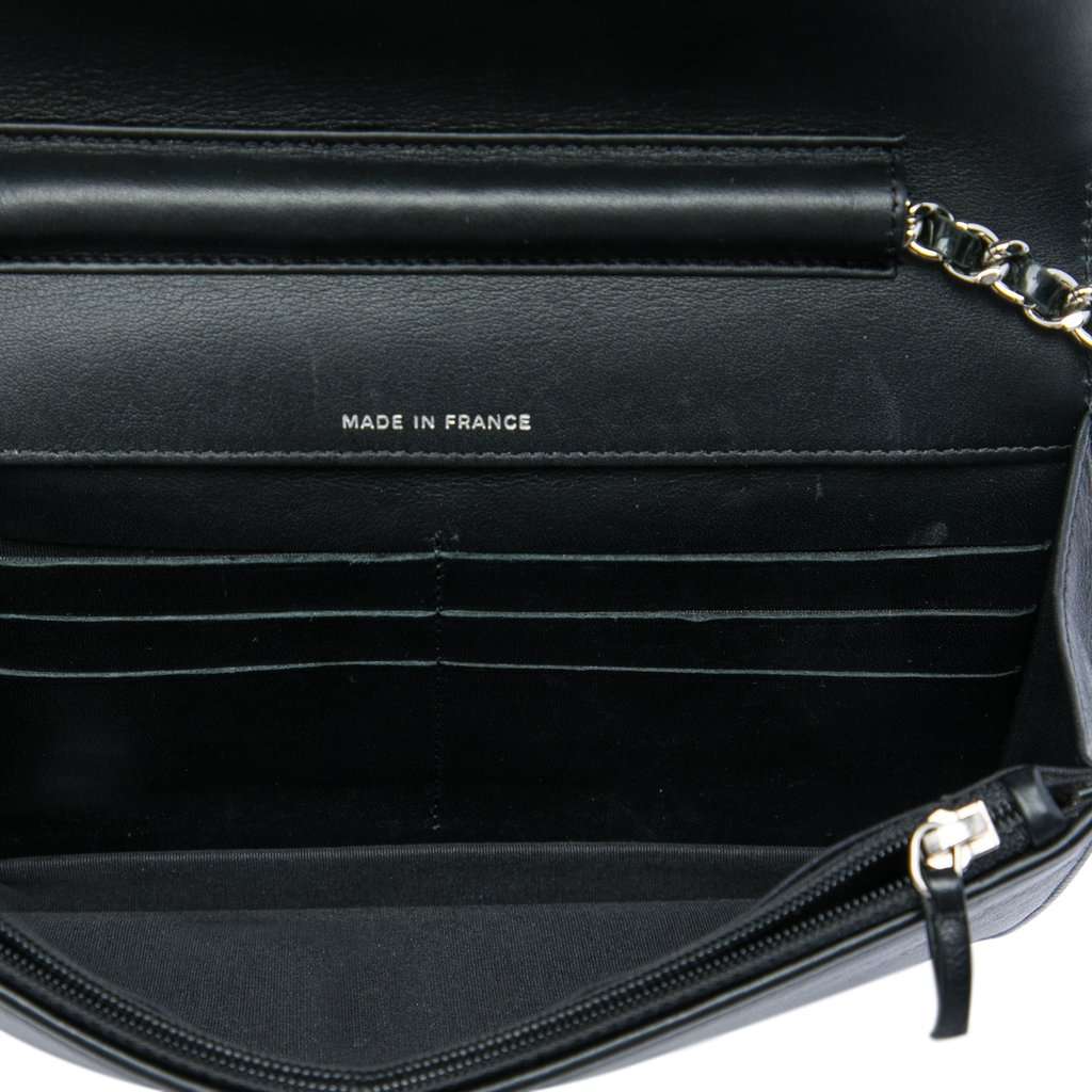 Chanel CC Patent Strass Embellished Wallet On Chain Black Leather Very good condition - Model View