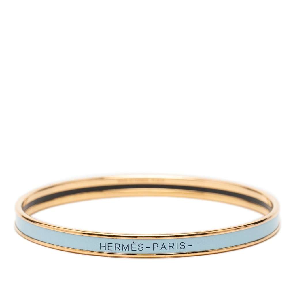 Hermès Extra Narrow Enamel Uni Bangle 62 Blue Very good condition - Front View