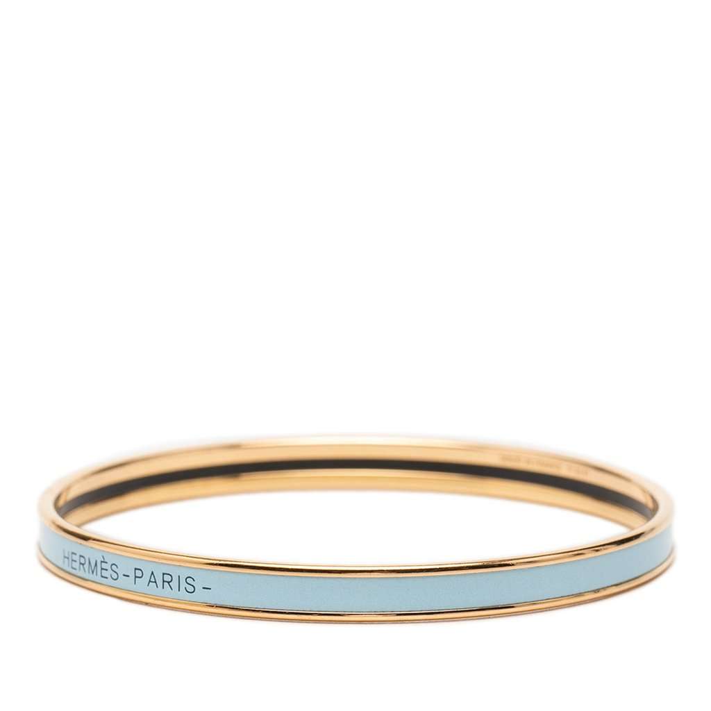 Hermès Extra Narrow Enamel Uni Bangle 62 Blue Very good condition - Back View