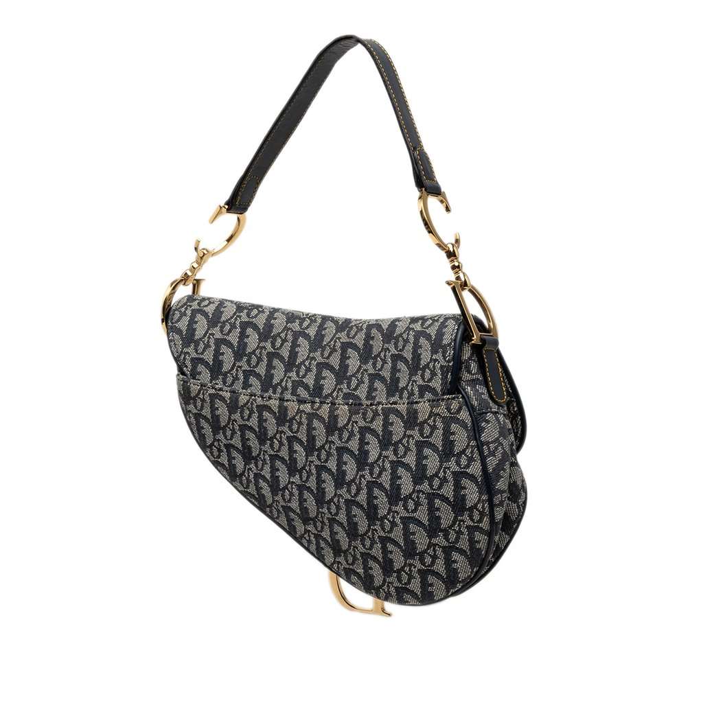 Dior Oblique Canvas Saddle Bag Blue Very good - Back View