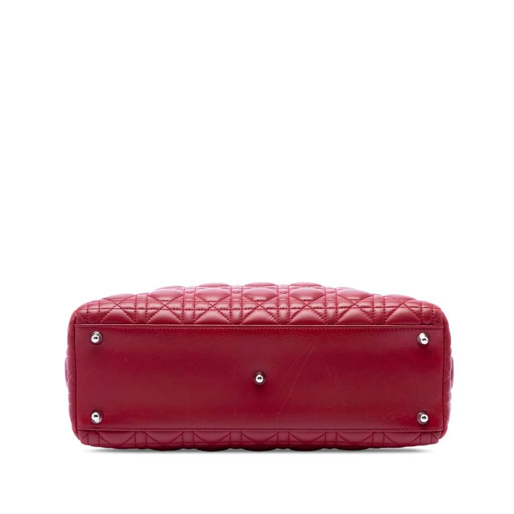 Dior Large Lambskin Cannage Lady Dior Red Leather Very good condition - Inside View