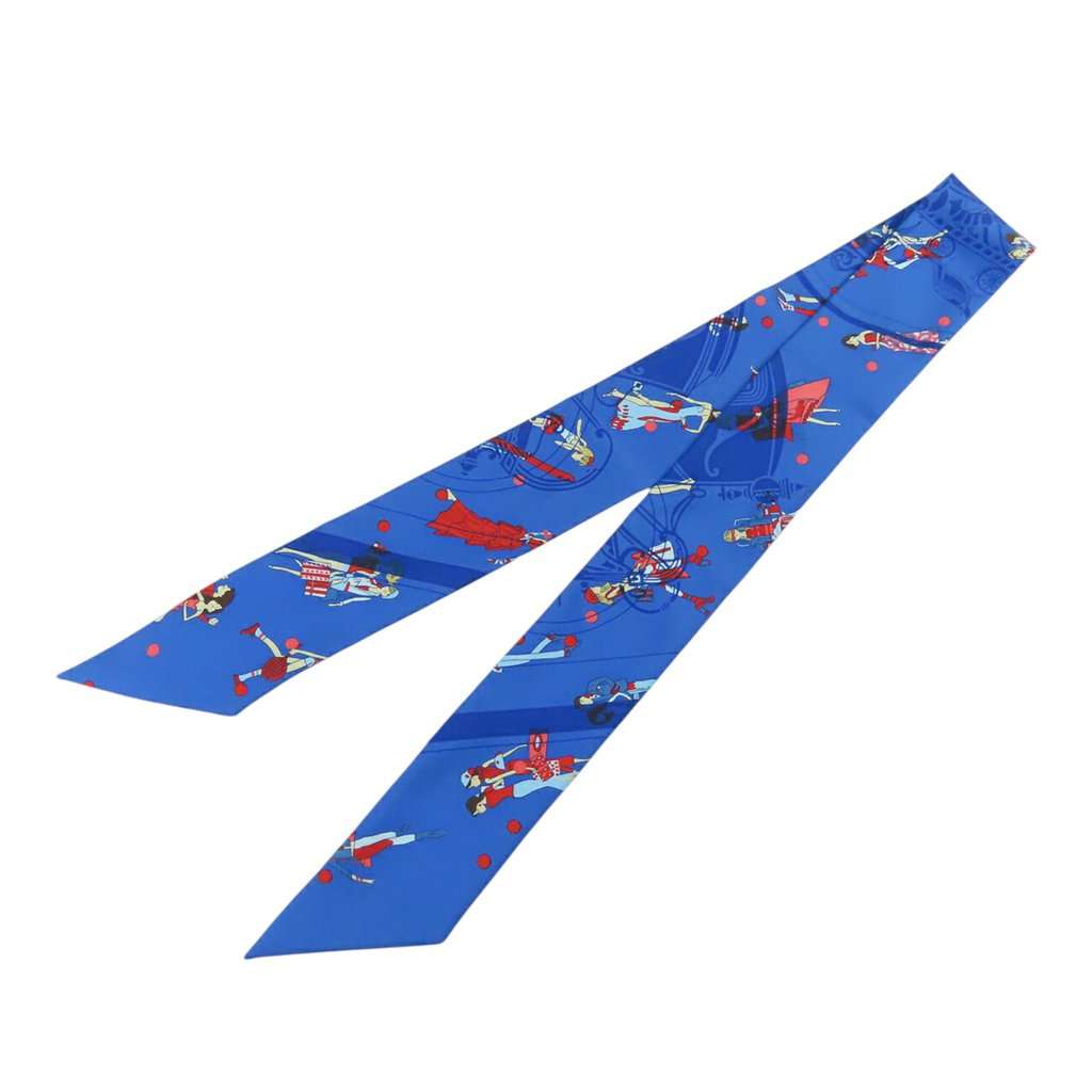 Hermès Ex Libris Les Parisiennes Silk Twilly Scarf Blue Very good - Back View