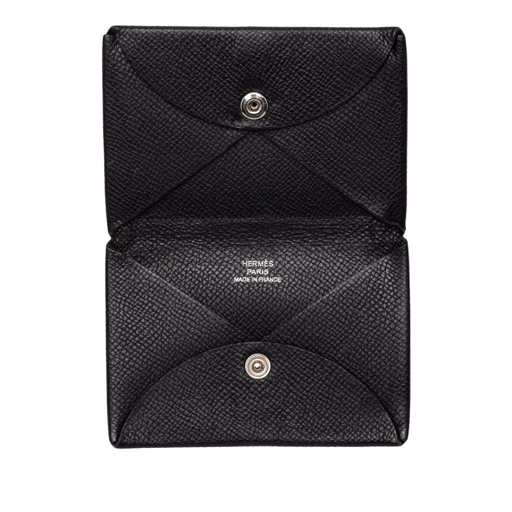Hermès Epsom Calvi Card Holder Black Leather Very good condition - Model View
