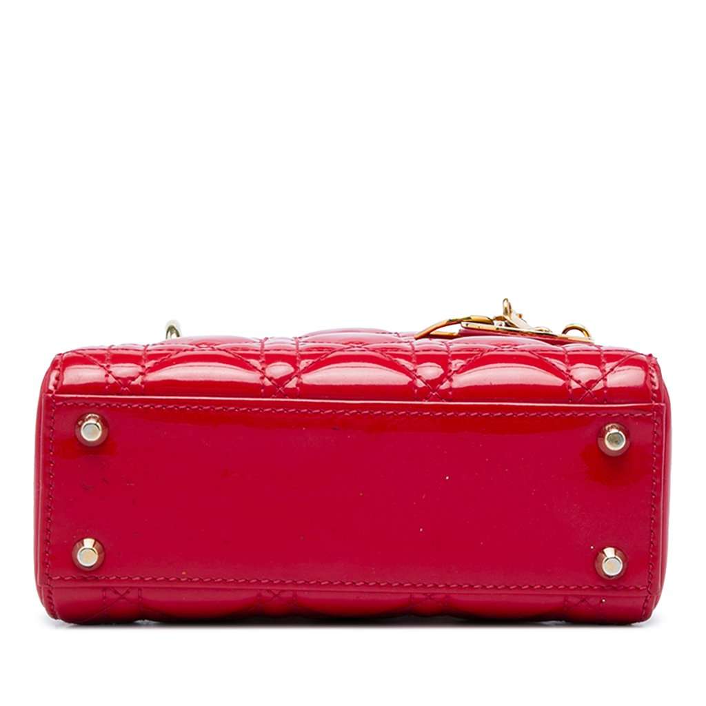 Dior Mini Patent Cannage Lady Dior Red Leather Very good condition - Inside View