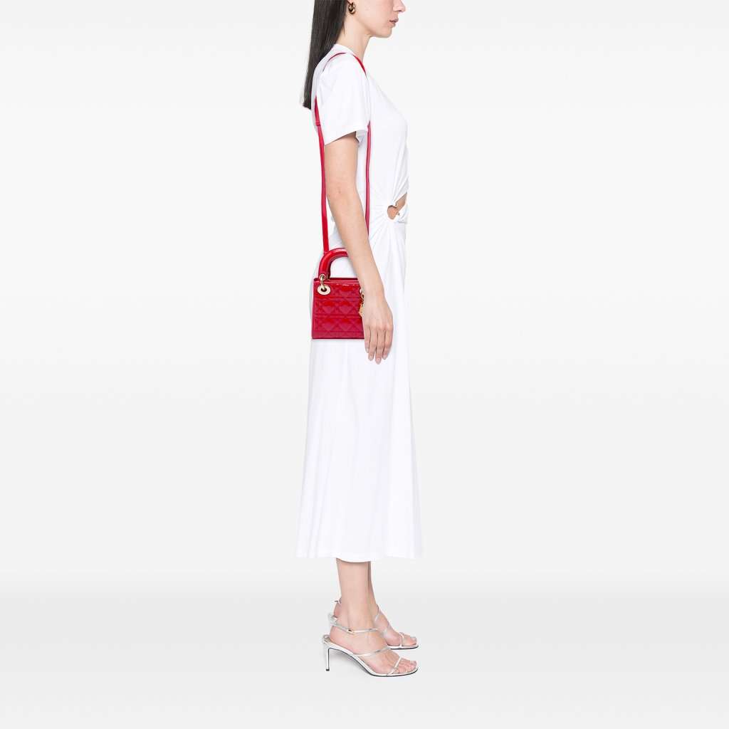 Dior Mini Patent Cannage Lady Dior Red Leather Very good condition - Box View