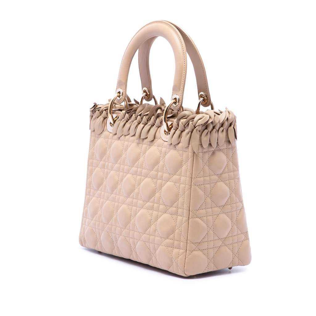 Dior Medium Lambskin Cannage Bow Lady Dior Brown Leather Very good - Back View