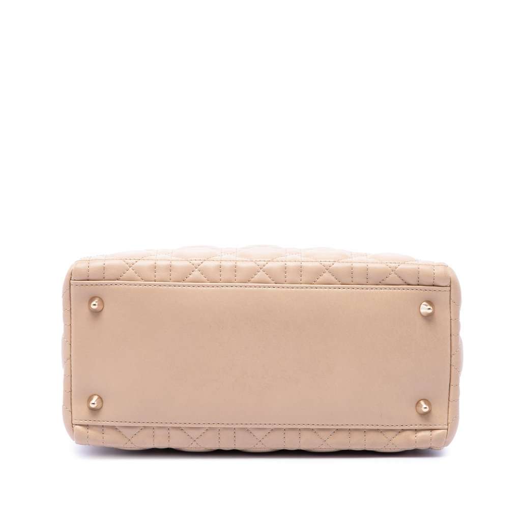 Dior Medium Lambskin Cannage Bow Lady Dior Brown Leather Very good - Inside View