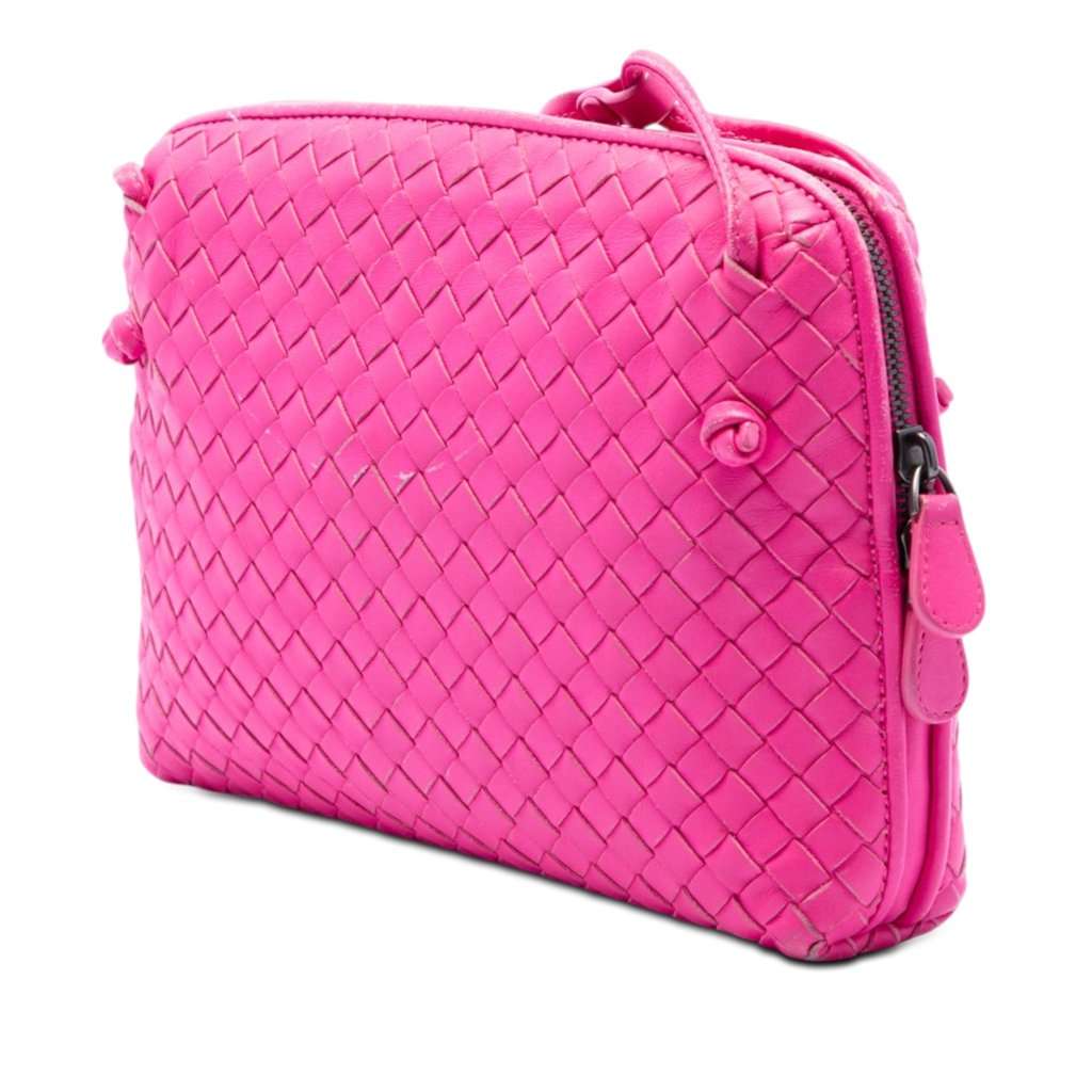 Bottega Veneta Nappa Intrecciato Nodini Crossbody Pink Leather Very good condition - Back View