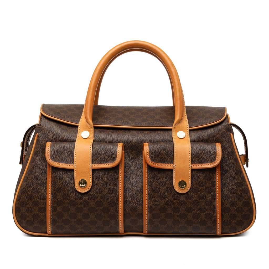 Celine Macadam Coated Canvas Handbag Brown Very good condition - Front View