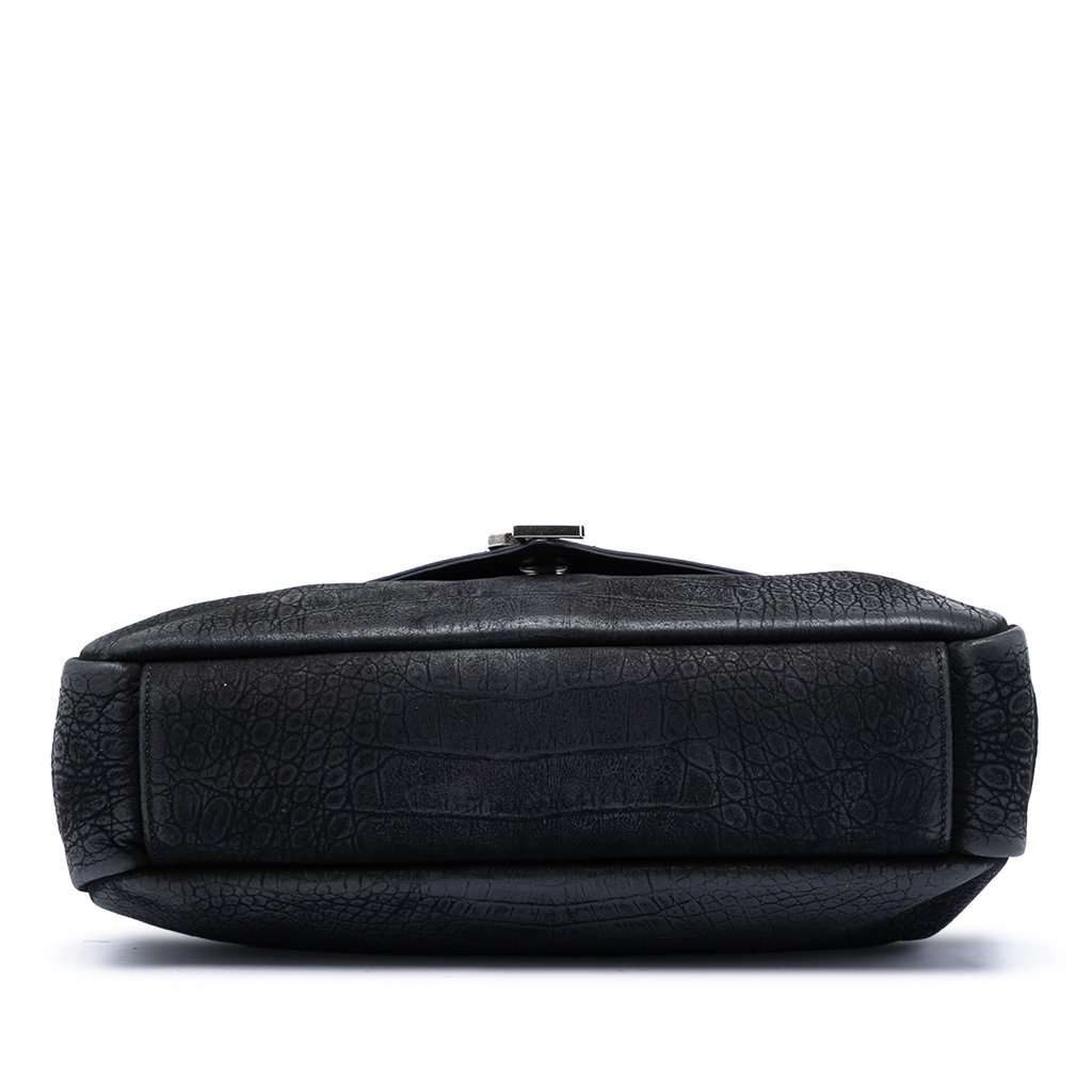 Saint Laurent Large Croc Embossed Nubuck Monogram College Satchel Black Leather Very good - Inside View