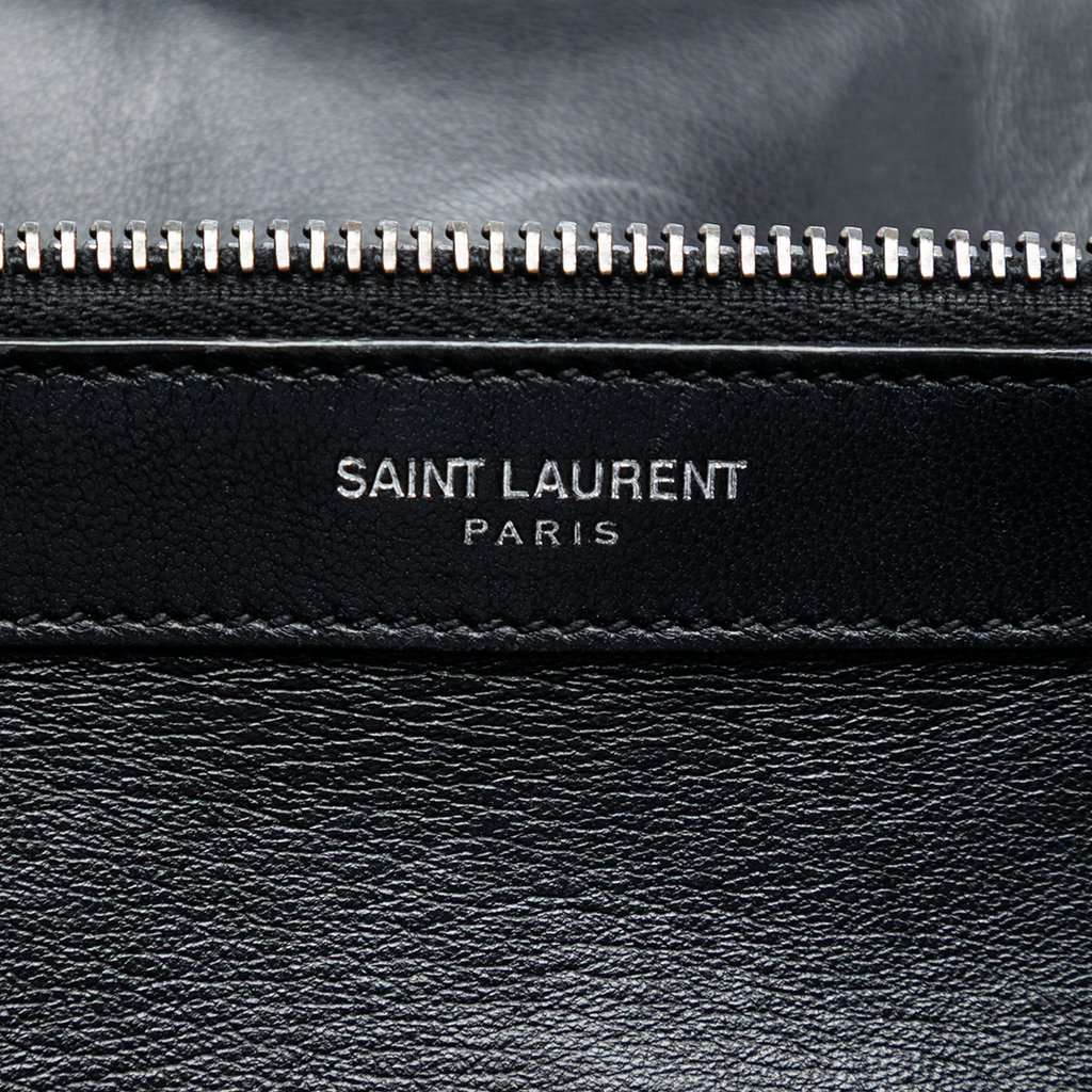 Saint Laurent Large Croc Embossed Nubuck Monogram College Satchel Black Leather Very good - Box View