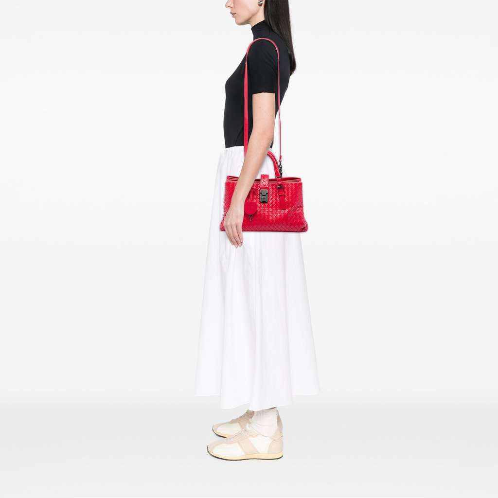 Bottega Veneta Small Nappa Intrecciato Roma Satchel Red Leather Very good - Box View