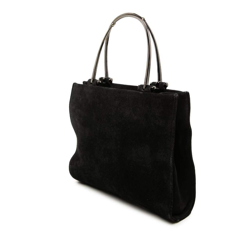 Gucci Suede Metal Handle Bag Black Leather Very good condition - Back View