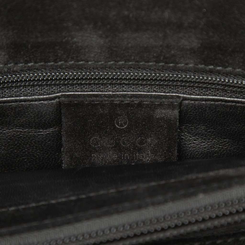 Gucci Suede Metal Handle Bag Black Leather Very good condition - Box View