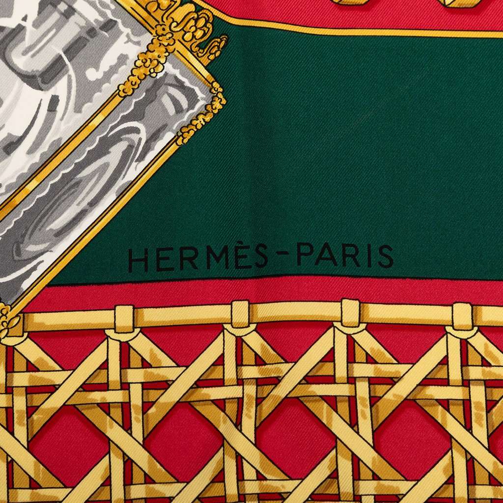 Hermès Feux de Route Silk Scarf 90 Green Very good condition - Inside View