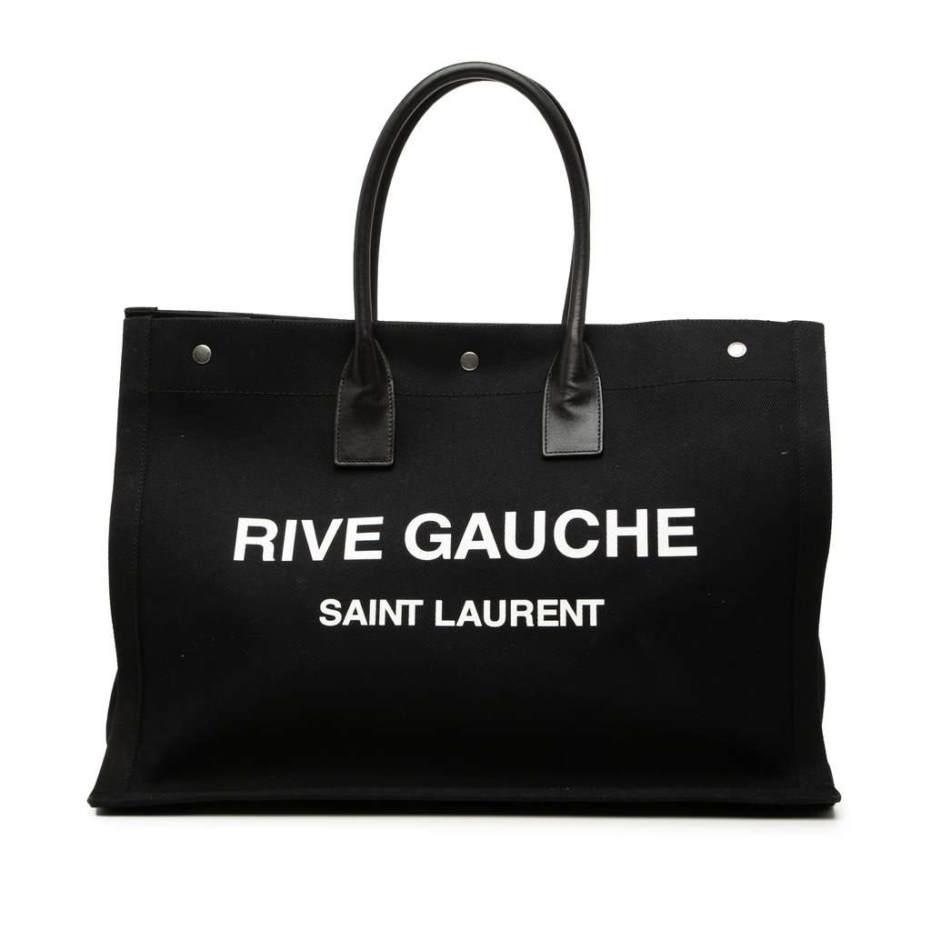 Saint Laurent Large Canvas Rive Gauche Tote Black Very good condition - Front View