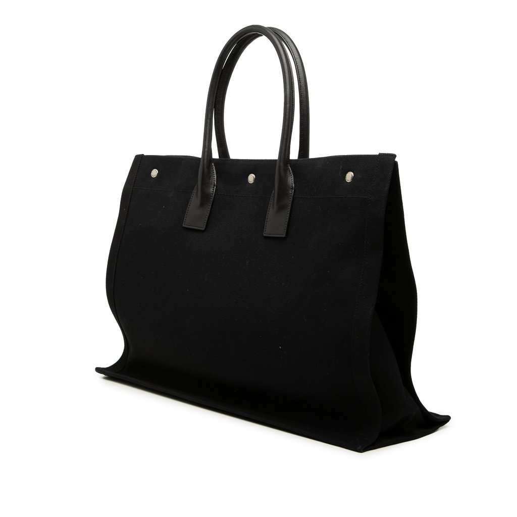 Saint Laurent Large Canvas Rive Gauche Tote Black Very good condition - Back View