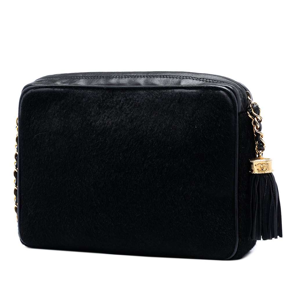 Chanel CC Ponyhair and Leather Tassel Camera Bag Black Very good condition - Back View