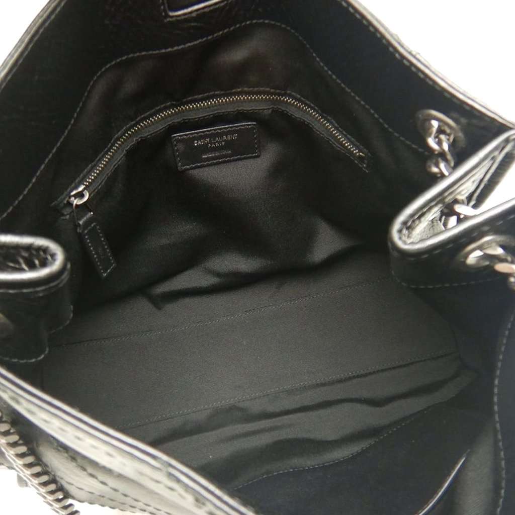 Saint Laurent Medium Crinkled Calfskin Monogram Niki Shopper Tote Black Leather Very good condition - Model View