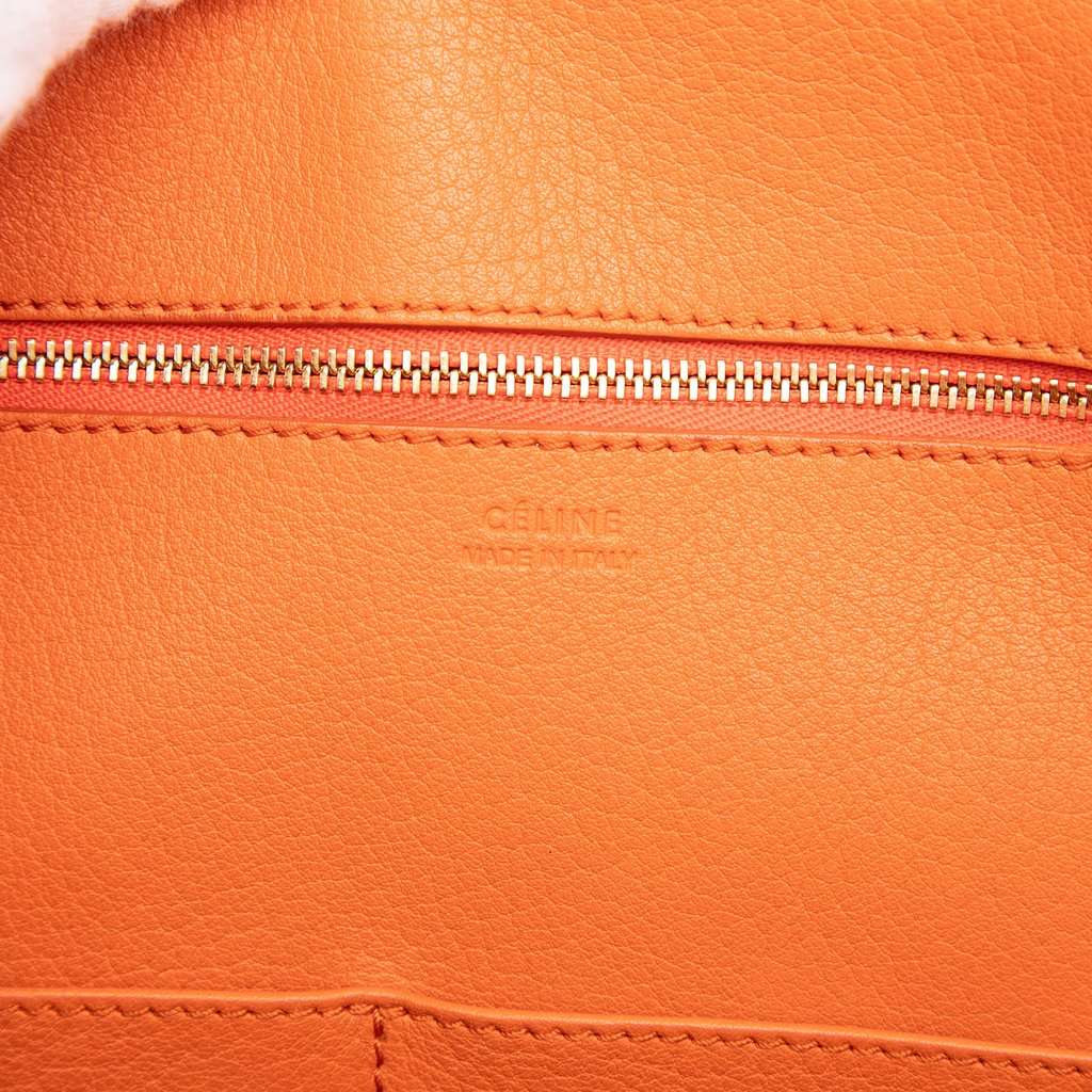 Celine Small Grained Calfskin Tie Knot Handbag Orange Leather Very good condition - Box View