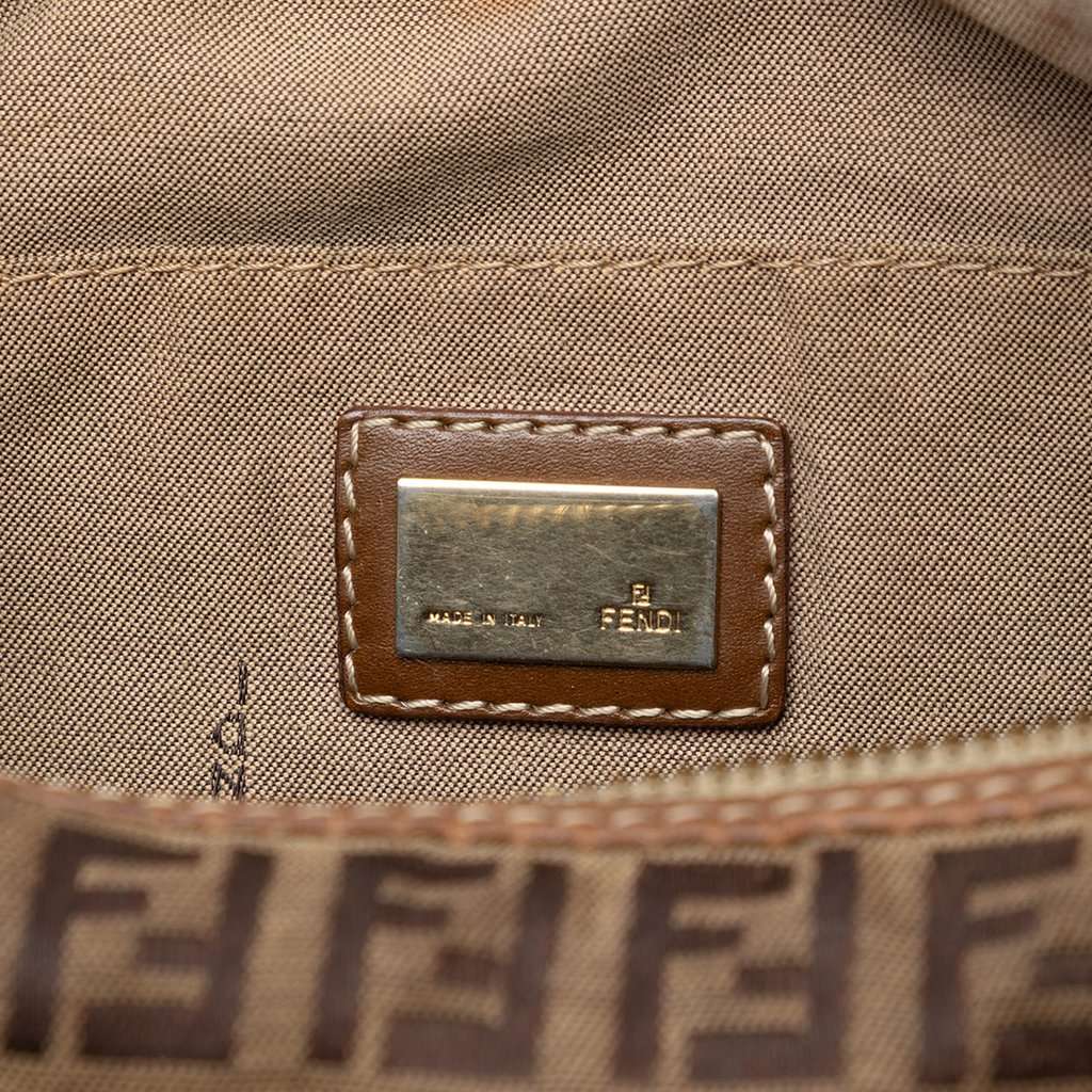 Fendi Zucchino Canvas Chef Pocket Hobo Brown Good condition - Box View