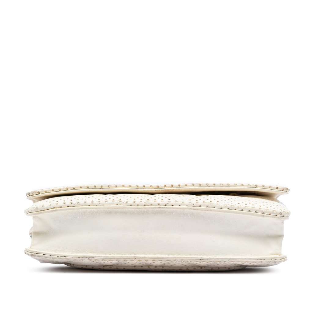 Chanel CC Quilted Perforated Lambskin Wallet On Chain White Leather Very good - Inside View