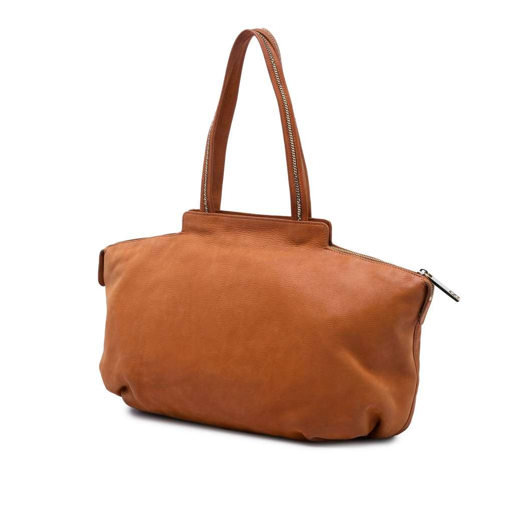 Fendi Medium FF Nubuck Chains Tote Brown Leather Very good condition - Back View