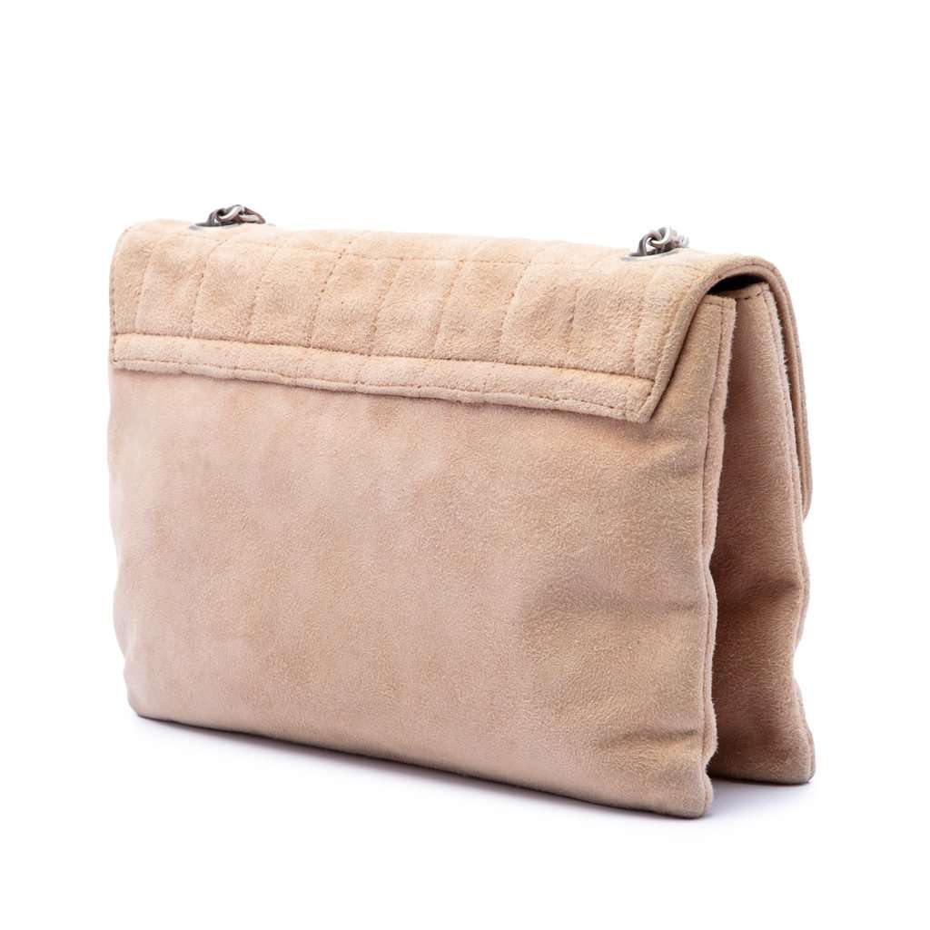Chanel Choco Bar Suede Mademoiselle Turnlock Flap Beige Leather Very good condition - Back View