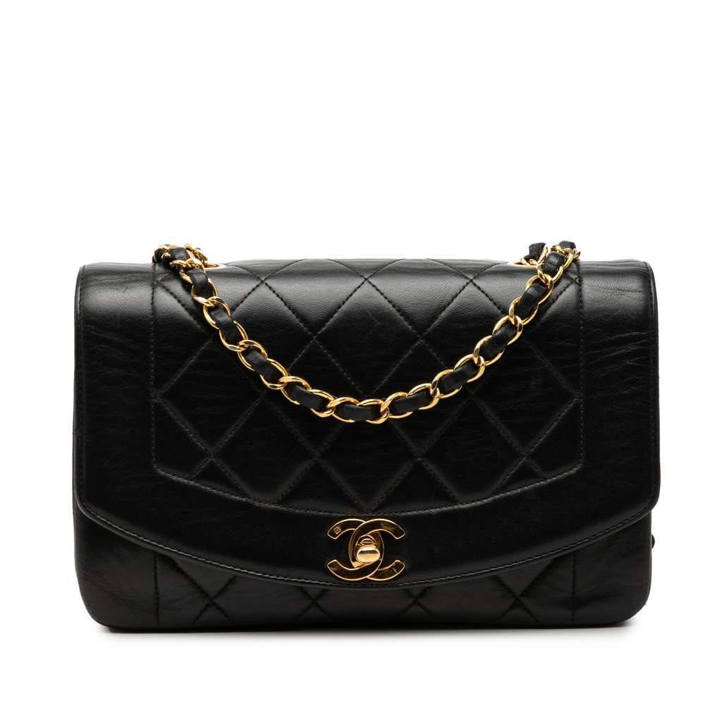 Chanel Small Lambskin Diana Flap Black Leather Very good condition - Front View