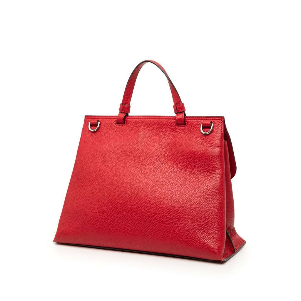 Gucci Medium Calfskin Bamboo Daily Satchel Red Leather Very good - Back View