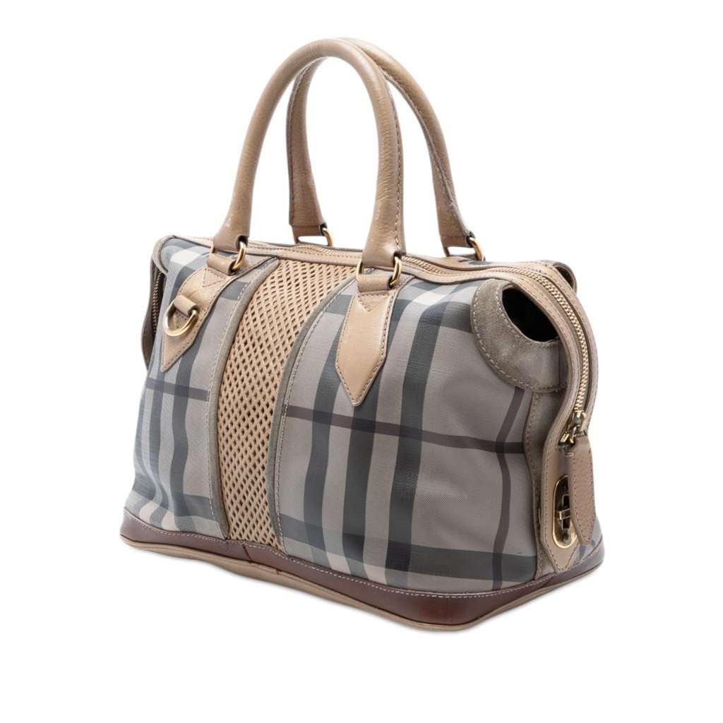 Burberry Smoke Check Coated Canvas Gilmoure Satchel Grey Very good condition - Back View